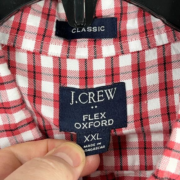 J.Crew Shirt Mens XXL Red Plaid Classic Fit Flex Oxford Business Casual Camping - Picture 3 of 8